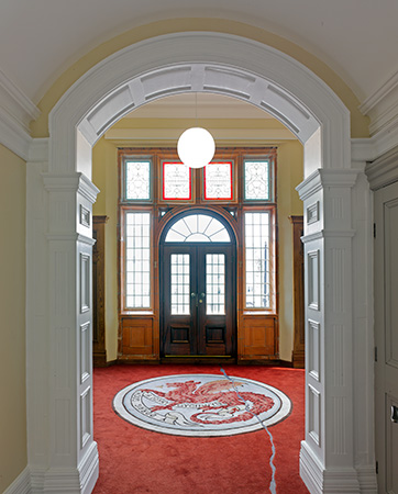 Entrance hall mosaic reproduced in the Kier Hardie Room.